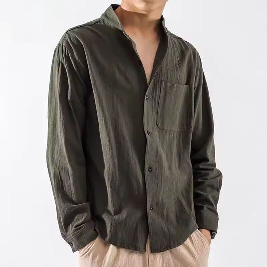 Male Shirts Linen White With Pocket Men's Shirt Trend Sleeves Fashion Man 2024 I Social Tops Elegant Collar Casual Xxl New In